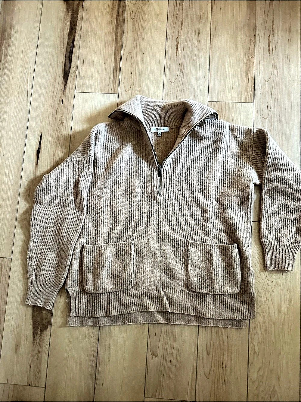 Madewell Glenbrook Half-Zip Pullover Sweater Brown Small